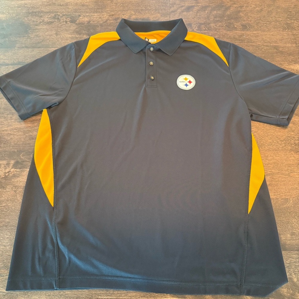 NFL Pittsburgh Steelers Black and Gold Polo Shirt